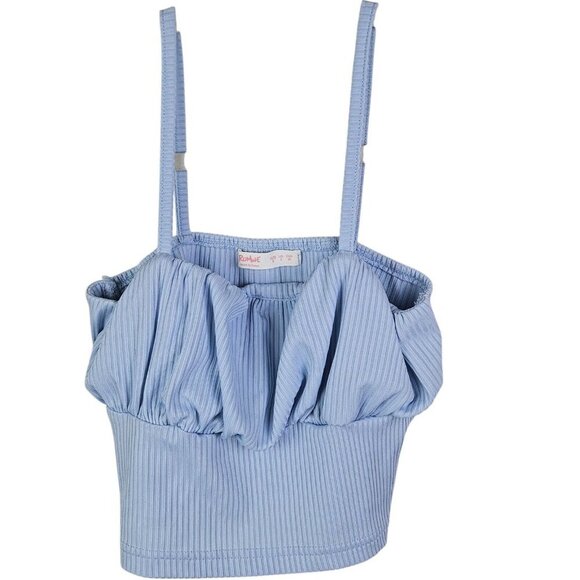 Romwe Adult Size‎ Small Light Blue Cropped Camisole Top Spaghetti Straps Summer - Picture 4 of 4